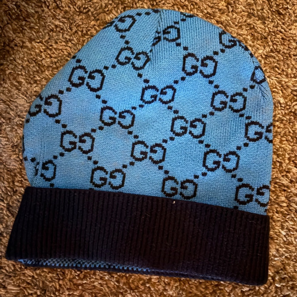 Fashion Blue and Black Logo Beanie